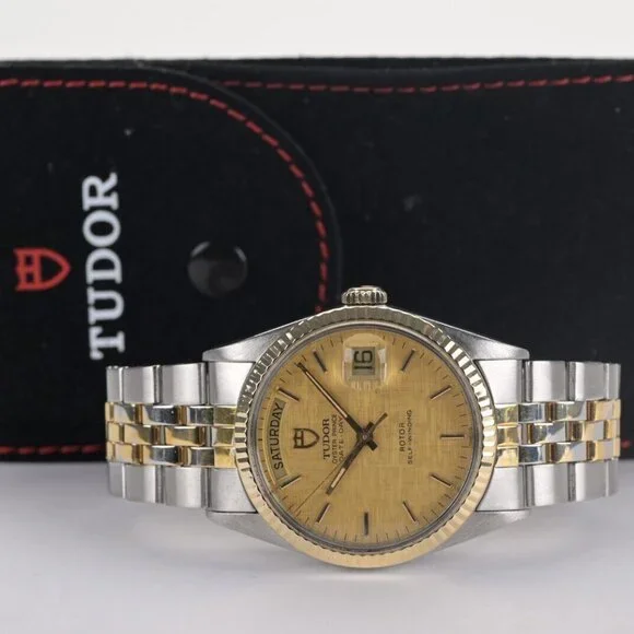 Tudor Oyster Prince Date-Day 94613 Linen Dial 36mm 18k Gold Men's Watch - Picture 2 of 8